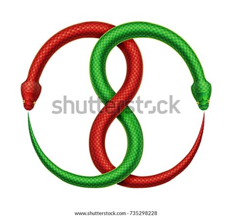 Ouroboros Sign Two Intertwined Snakes Eat Stock Illustration 735298228