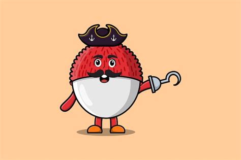 Pirata bonito dos desenhos animados lychee mão de gancho em design