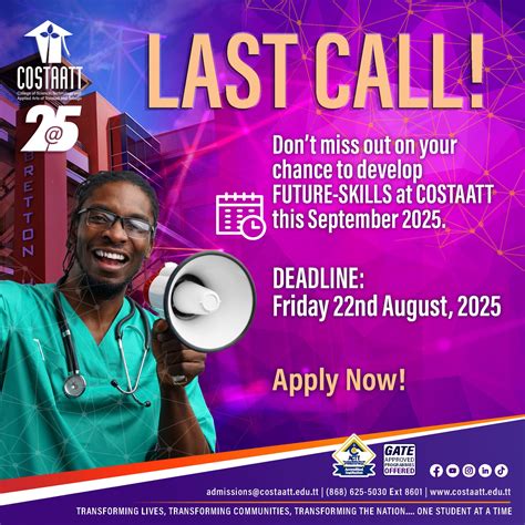 COSTAATT - Time is ticking for COSTAATT applications!... | Facebook