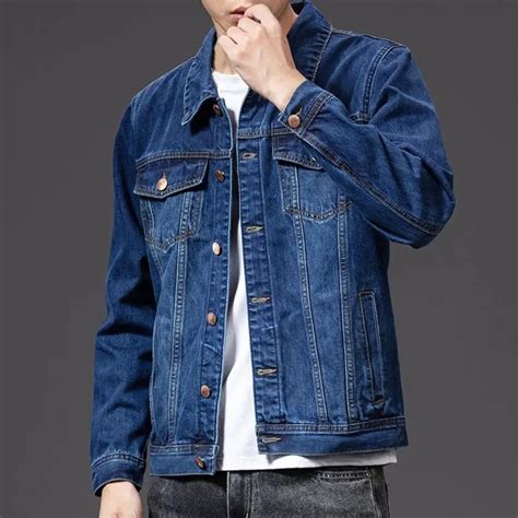 Spring Autumn Jackets For Men Denim Coats Casual Solid Color Lapel Single Breasted Jacket Men