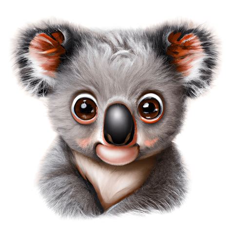 Cute Fluffy Baby Koala Bear Painting · Creative Fabrica