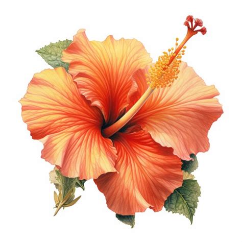 Premium AI Image There Is A Large Orange Flower With Green Leaves On