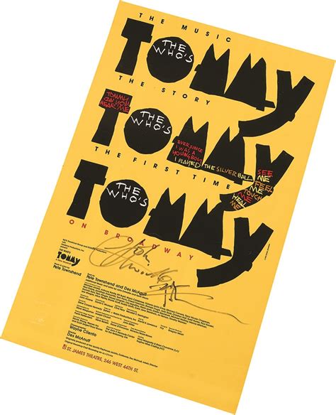 "Tommy" Broadway Poster Signed by Pete Townsend and John Entwistle