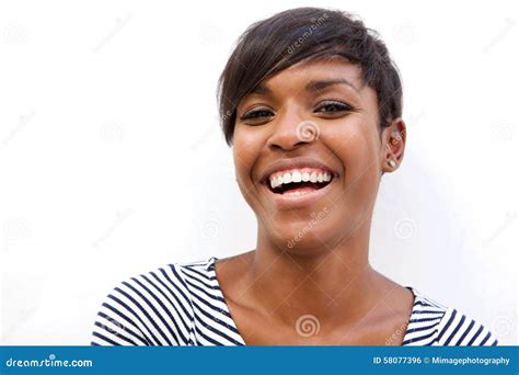 Beautiful African American Woman Laughing Stock Photo Image Of Casual