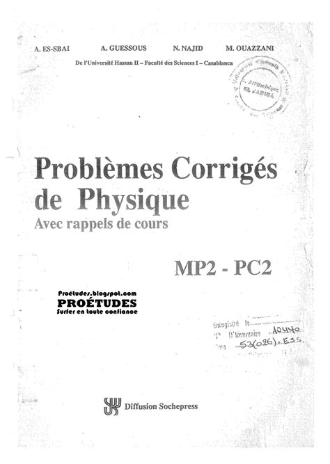 SOLUTION Problemes Corrig S De Physique Optique Electromagnetisme