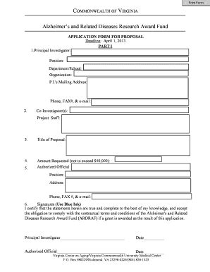 Fillable Online Sahp Vcu Alzheimer S And Related Diseases Research