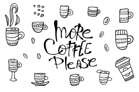 More Coffe Please Lettering Vector Illustration Stock Vector Image By