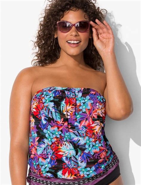 Plus Size Maui Bandeau Blouson Tankini Top