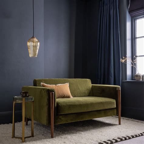 Lexington Loveseat In Deep Green Velvet Natural Atkin And Thyme