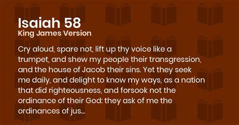 Isaiah 58 KJV - Cry aloud, spare not, lift up thy voice like a trumpet ...