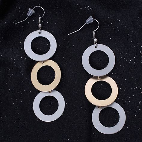 Ayesha Metallic Triple Hollow Circular Drop Earrings For Women Buy