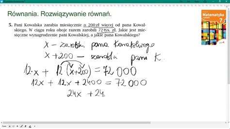 zad 5 str 198 RÓWNANIA Matematyka z plusem 7 YouTube