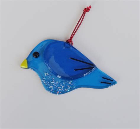 Fused Glass Bird Suncatcher Blue Fused Glass Bird Garden Etsy