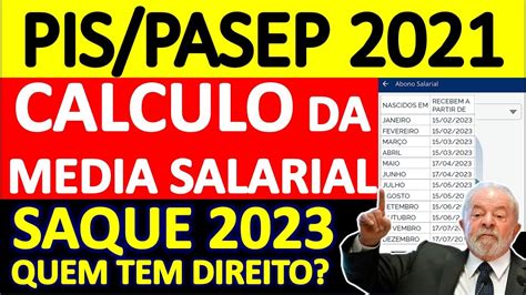 CÁLCULO PIS PASEP 2021 MÉDIA SALARIAL PARA O RECEBIMENTO DO ABONO