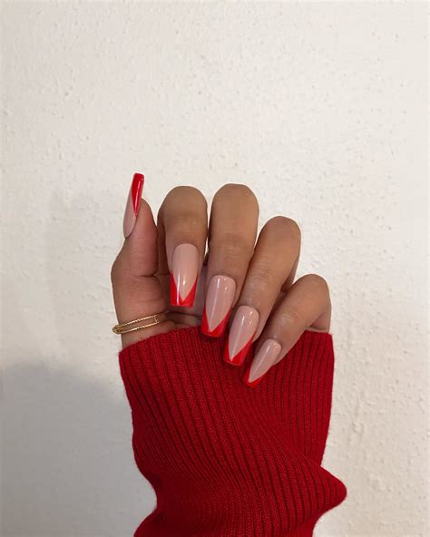 Red French Press On Nails Etsy