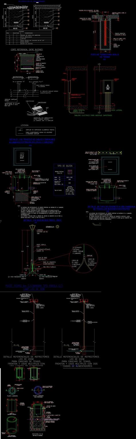 Planos De Luminarias Y Polideportivos En Autocad Librería Cad