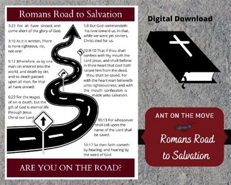 Romans Road Printable Small Group Evangelism Sheet Way of Salvation Gospel Tract scripture Card ...