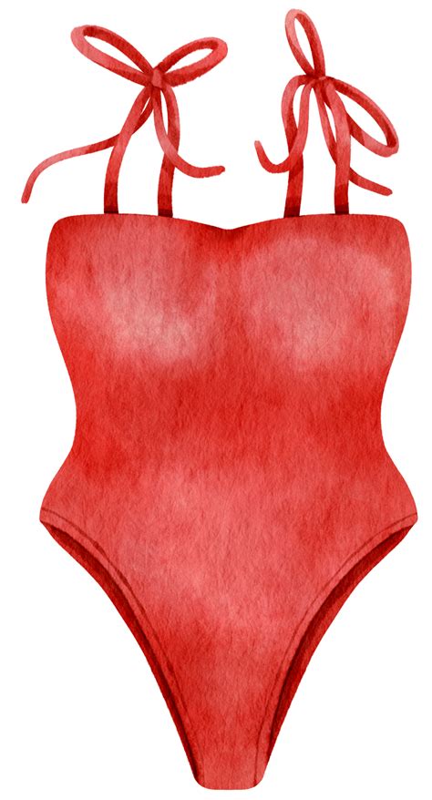 Cute Red Bikini Swimsuits Watercolor Style For Summer Item 9787011 PNG