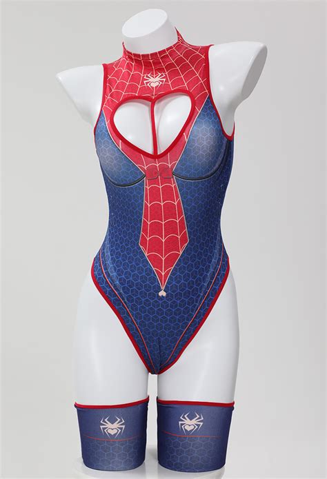 Woman Sexy Spider Print LingerieGothic Lingerie Outfit Heart Shaped Hollow Out Chest Design