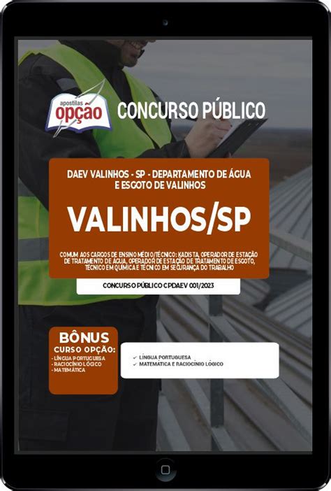 Apostila DAEV Valinhos SP em PDF Comum aos Cargos de Ensino Médio