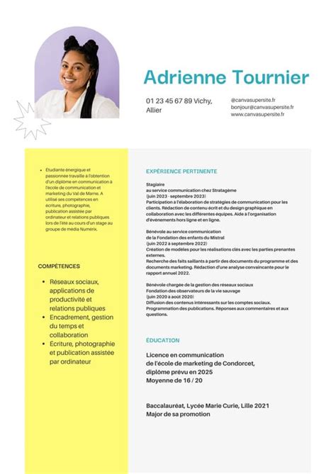 Cv Tudiant Les Plus Beaux Mod Les Du Web Canva