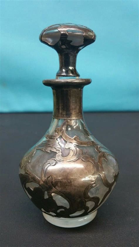 Two Antique Sterling Silver Overlay Perfume Bottles Pure Etsy