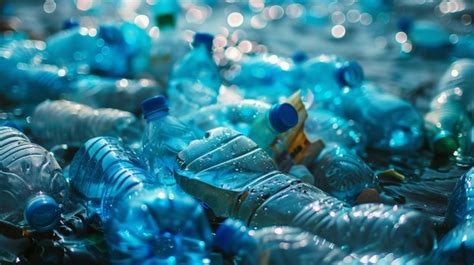 Plastic Bottles Floating In Polluted Water Illustrating The