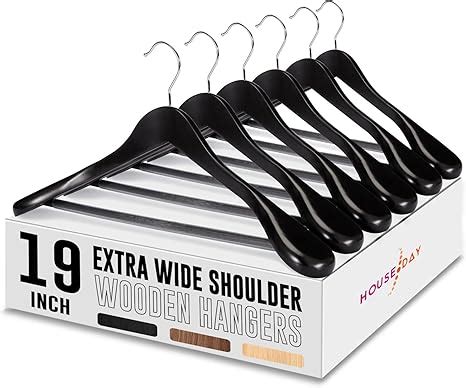 Amazon HOUSE DAY 19 Extra Wide Shoulder Wooden Hangers 6 Pack