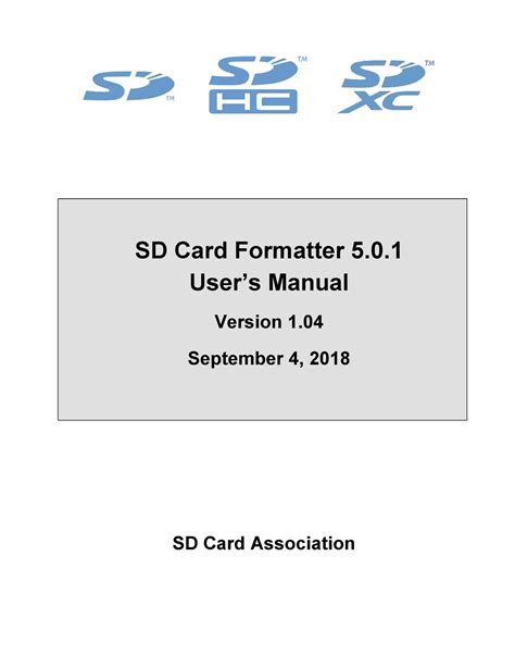 Sd Card Formatter 5user Manual En V0104 Sd Card Formatter 5 User’s Manual Version 1