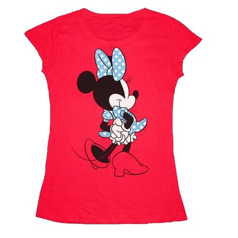 Minnie Mouse Womens Juniors T Shirt Minnie Mouse Minnie Blue Polka