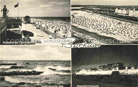 AK Ansichtskarte Borkum Nordseebad Badestrand Musikpavillon