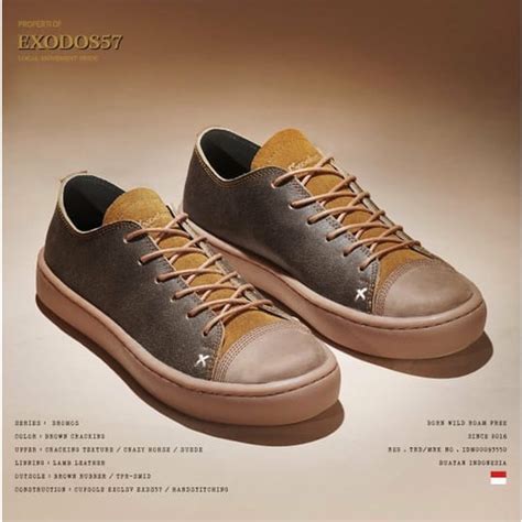 Jual Sepatu Sneakers Kulit Pria Exodos 57 Dromos Brown Shopee