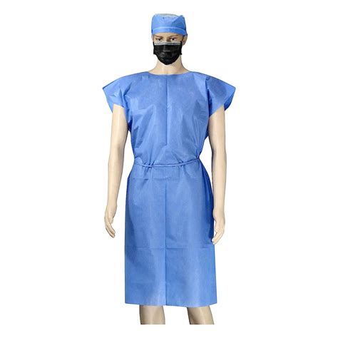 Disposable SMS Short Sleeve Isolation Gown Sleeveless Patient Gown