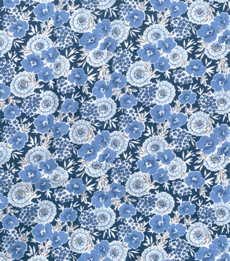 Wide Flannel Fabric Blue Floral On Navy Joann