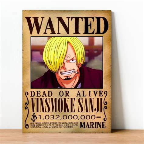 Placa Decorativa One Piece Wanted Recompensa Vinsmoke Sanji Mdf Tamanho