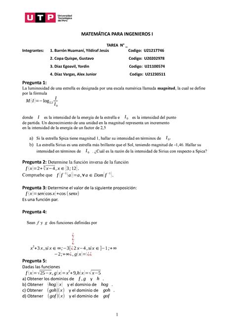 Tarea 1 Matematica Ejercicios Resueltos Semana 9 Matematicas UTP