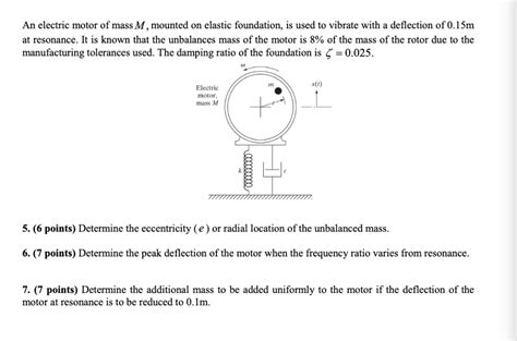 Solved An Electric Motor Of Mass M Mounted On Elastic