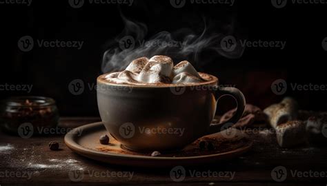 Hot Chocolate Warms Up Winter With Sweet Marshmallow Froth Generated By AI Stock Photo
