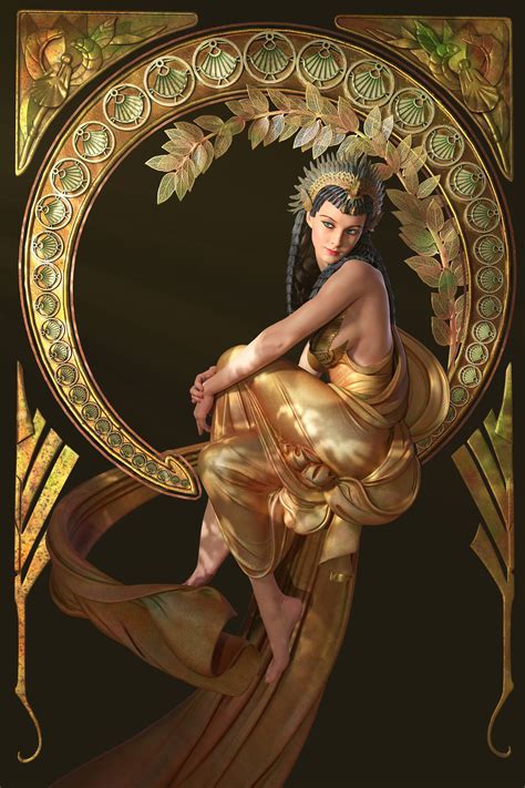 Qi Sheng Luo Artwork Women Cleopatra Digital Art Barefoot Dark Hair