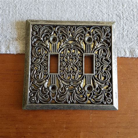 1960s 70s Switchplate Cover Gold Metal Brass Look Etsy Canada