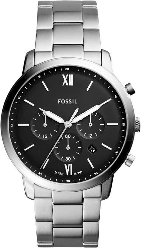 Buy Fossil Stainless Steel Analog Black Dial Silver Strap Mens Watch Fs5384 At