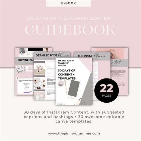 30 Days Of Instagram Content Creation 30 Canva Templates Guide Book