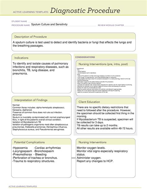 Sputum Culture Sensitivity - ACTIVE LEARNING TEMPLATES Diagnostic ...