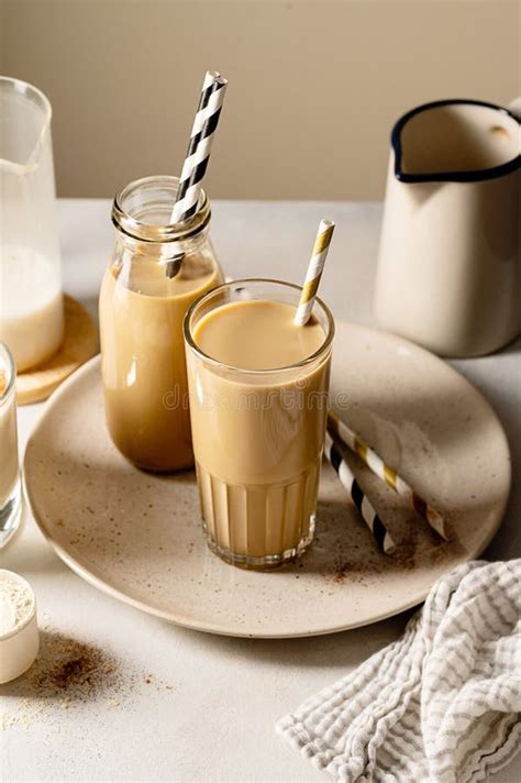 Glass Of Protein Chocolate Drink Milkshake Or Coffee Refreshing Drink Moody Lifestyle Photo