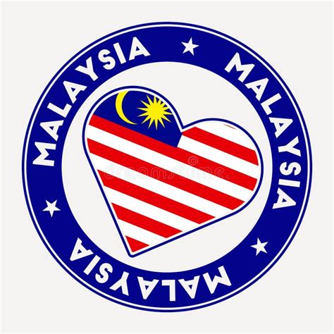 Malaysia Heart Shape Love Symbol National Flag Stock Vector