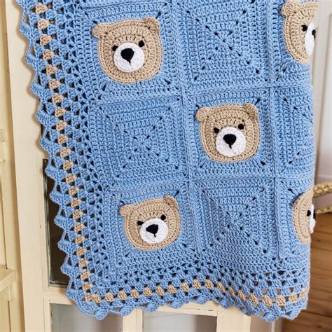 Crochet Teddy Bear Blanket Pattern Crochet Bear Blanket Etsy Uk