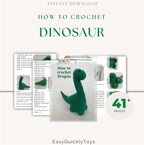 Crochet Dinosaur Pattern Easy No Sew Amigurumi Dinosaur Pattern