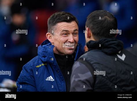 Paul Heckingbottom Manager Of Sheffield United Arrives Pitch Side Stock