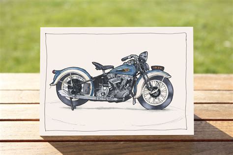 Motorcycle Birthday Card Harley Davidson 36 Knucklehead A6 6 X