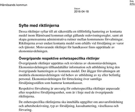 Riktlinjer F R Kontanthantering Pdf Gratis Nedladdning